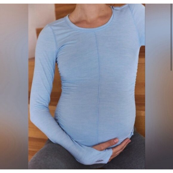 NWT Free People x HATCH Maternity Top Medium Right On Run Layer Blue Bell Shirt - Picture 3 of 13